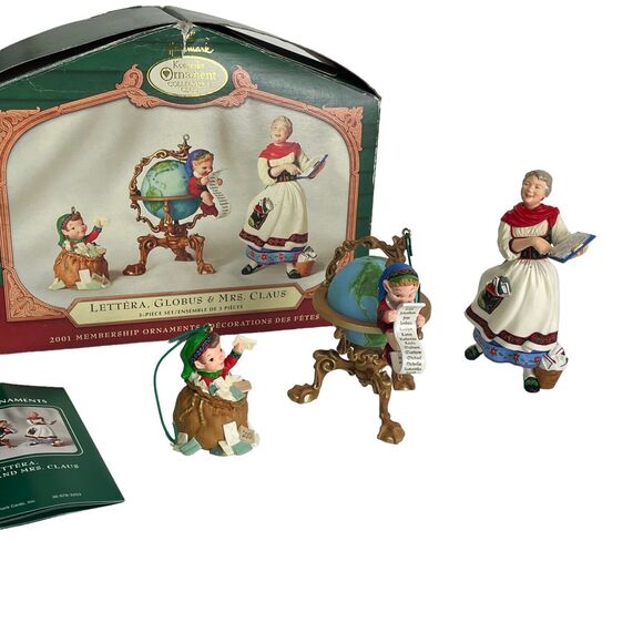 HALLMARK Keepsake 2001 LETTERA GLOBUS AND MRS. CLAUS Christmas Ornaments - Picture 1 of 11